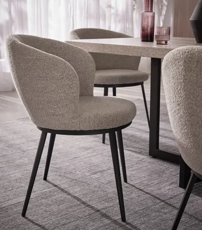 Ghế Ăn Lumi Bọc Vải Màu Xám Khung Sắt Thép Rộng 61cm 01