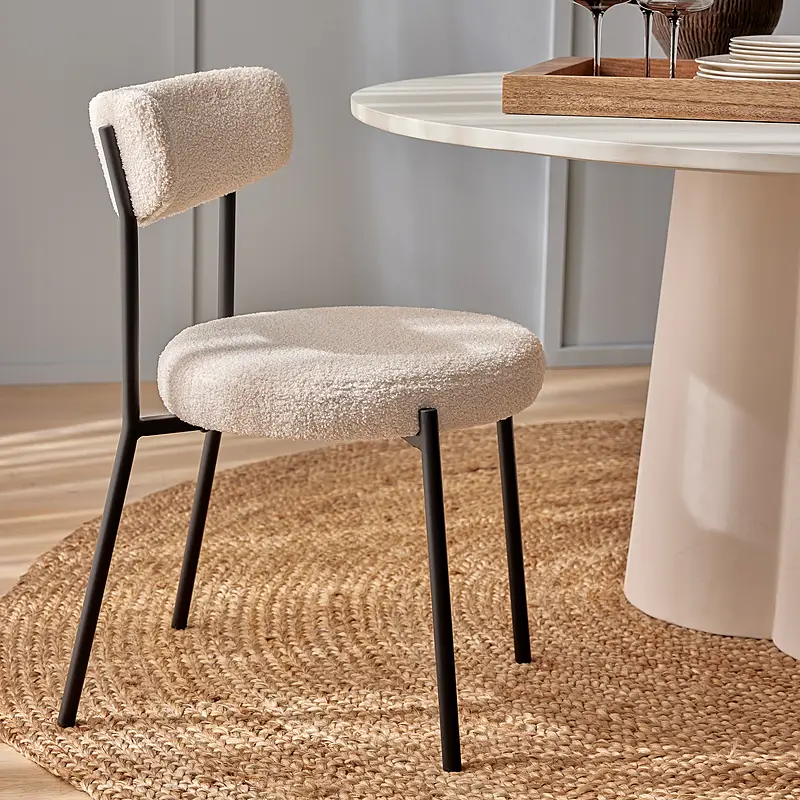Ghế Ăn Lune Bọc Vải Màu Kem Khung Sắt Thép Rộng 49cm 01