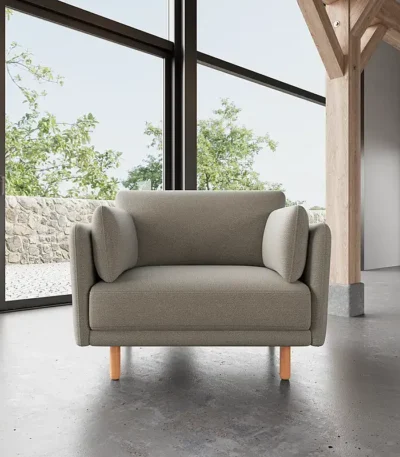 Ghế Armchair Ariel Bọc Vải Màu Be Rộng 1m19 01