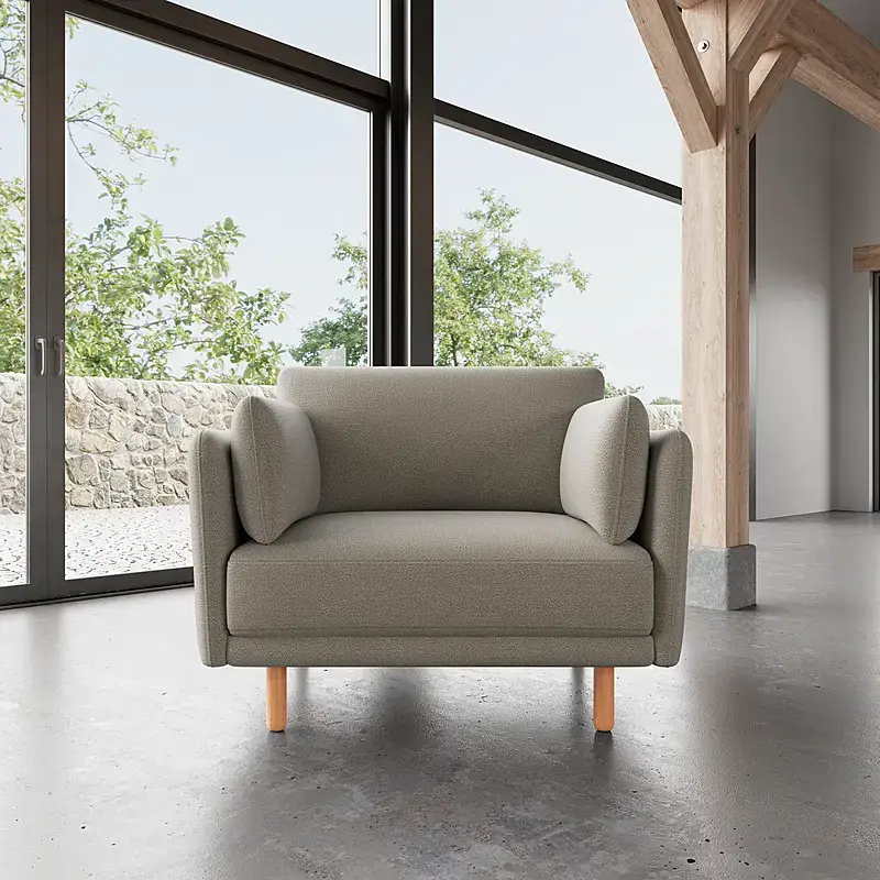 Ghế Armchair Ariel Bọc Vải Màu Be Rộng 1m19 01