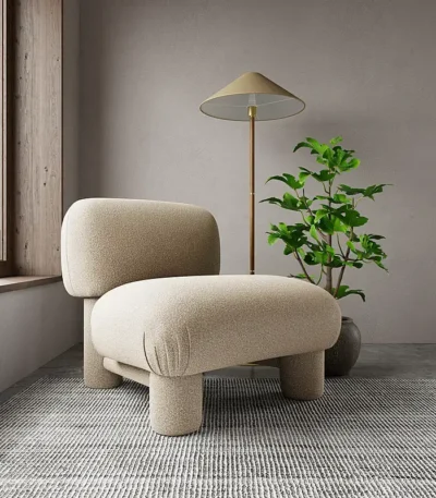 Ghế Armchair Selene Bọc Vải Màu Kem 80cm 01