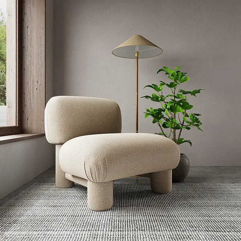 Ghế Armchair Selene Bọc Vải Màu Kem 80cm 01