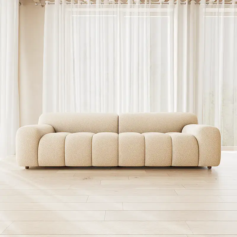 Sofa Băng Solis 3 Chỗ Bọc Vải Màu Kem Dài 2m42 01