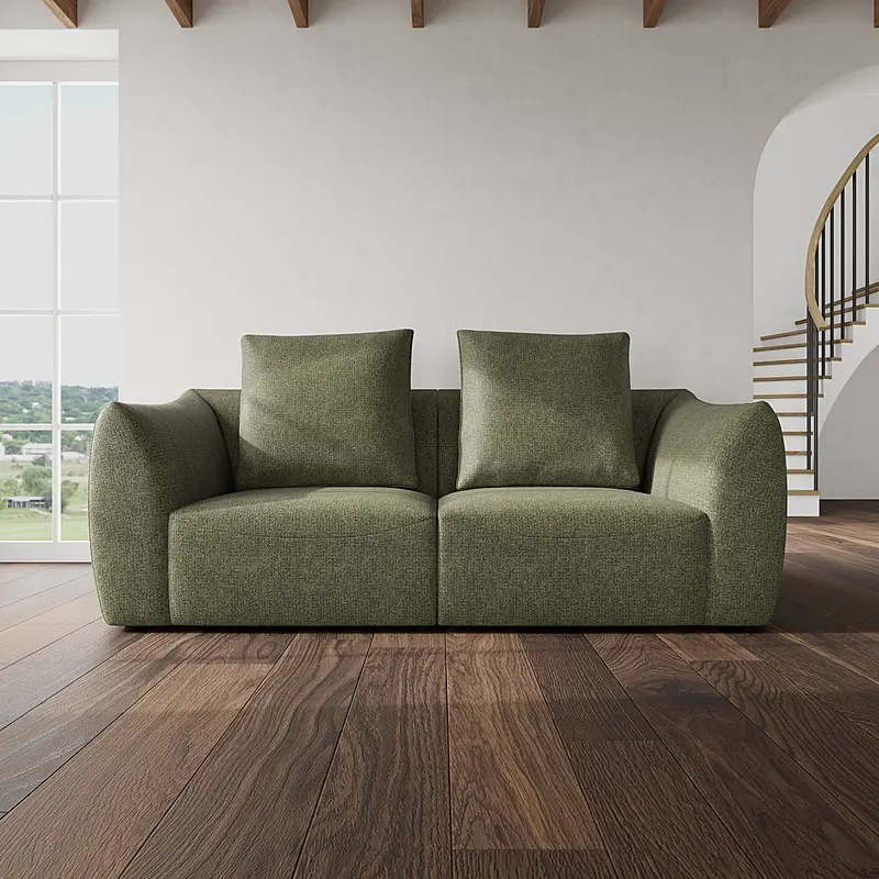 Sofa Băng Vesta Bọc Vải Màu Xanh Lá Dài 2m26 01