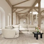 Sofa Góc L Leo Corner V1 Bọc Vải Màu Kem Dài 3m5 03