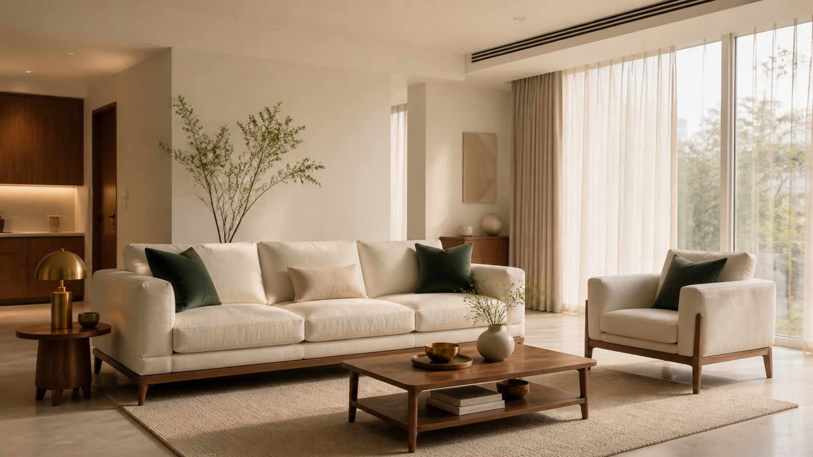 Cách bố trí sofa cho phòng khách đẹp hài hòa với lối đi thông thoáng