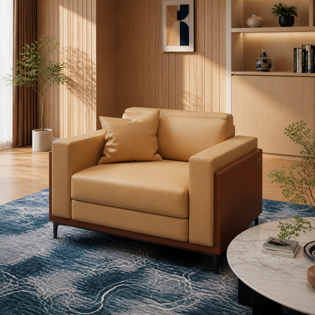 Ghế Armchair Aven Bọc Da Ultra Microfiber Rộng 1m