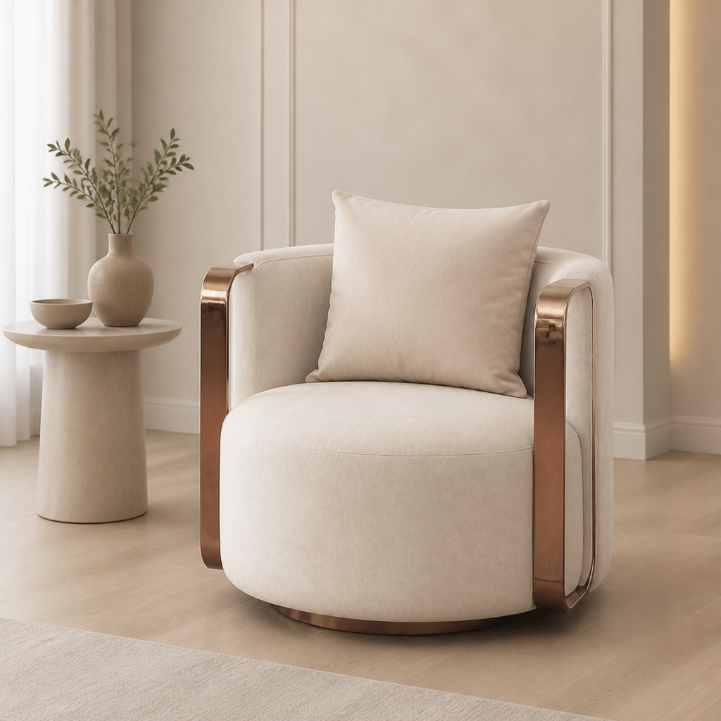 Ghế Armchair Cira Tay Inox Mạ Rộng 72cm