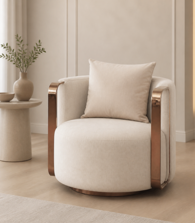 Ghế Armchair Cira Tay Inox Mạ Rộng 72cm