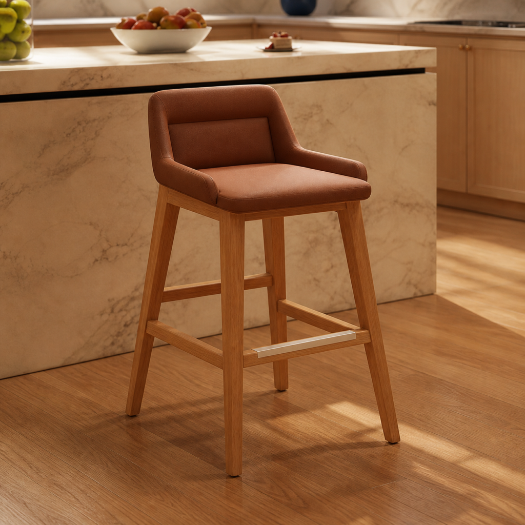 Ghế Bar Elio Bọc Da Ultra Microfiber Khung Gỗ
