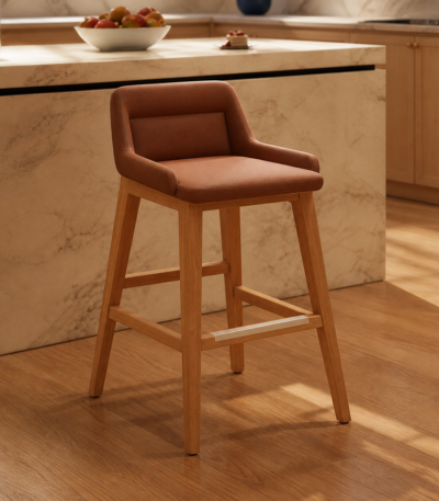 Ghế Bar Elio Bọc Da Ultra Microfiber Khung Gỗ