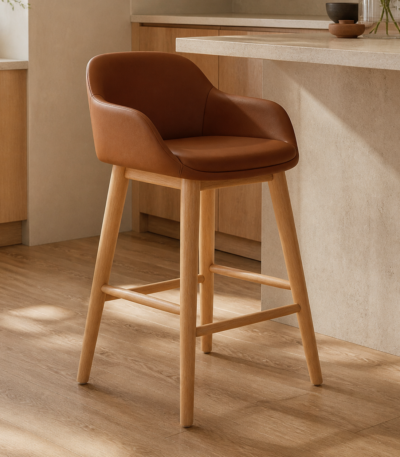 Ghế Bar Kora Bọc Da Ultra Microfiber Khung Gỗ