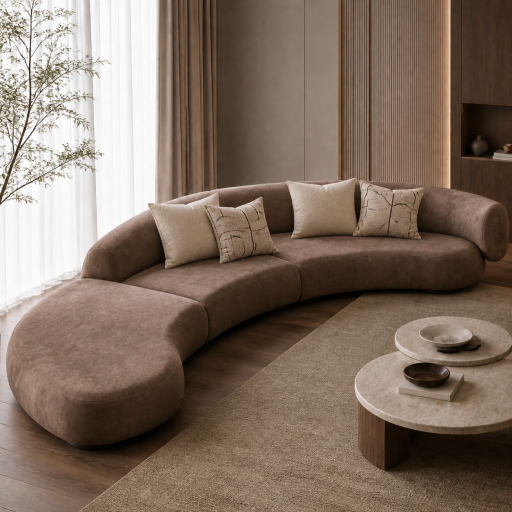 Sofa Cong Ondine Bọc Vải Dài 4m15