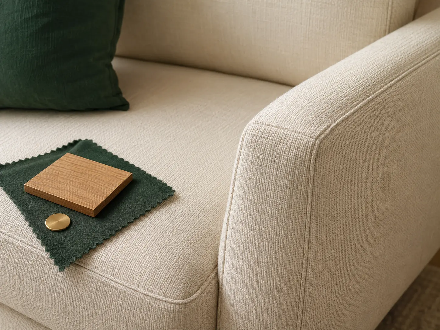 Cận cảnh chất liệu và đường may sofa ELARA