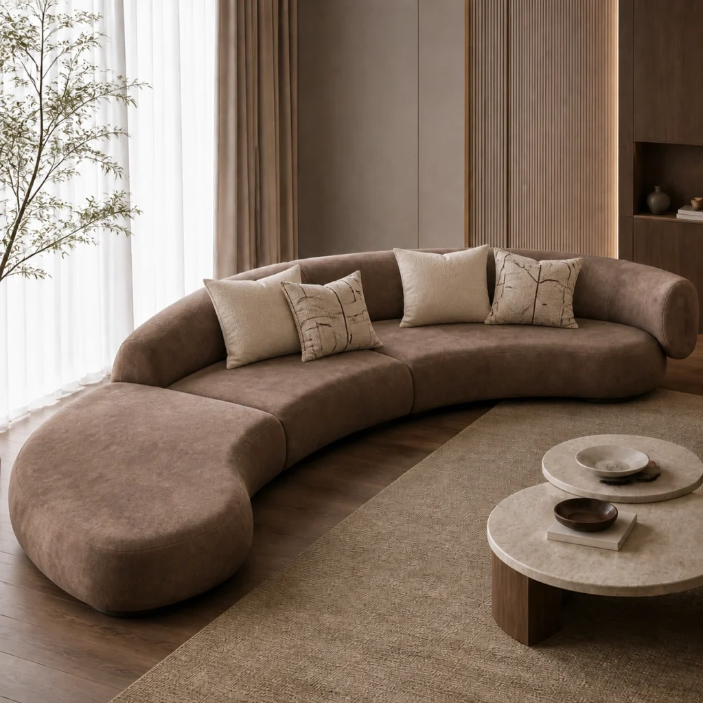 Sofa Cong Ondine Bọc Vải Dài 4m15